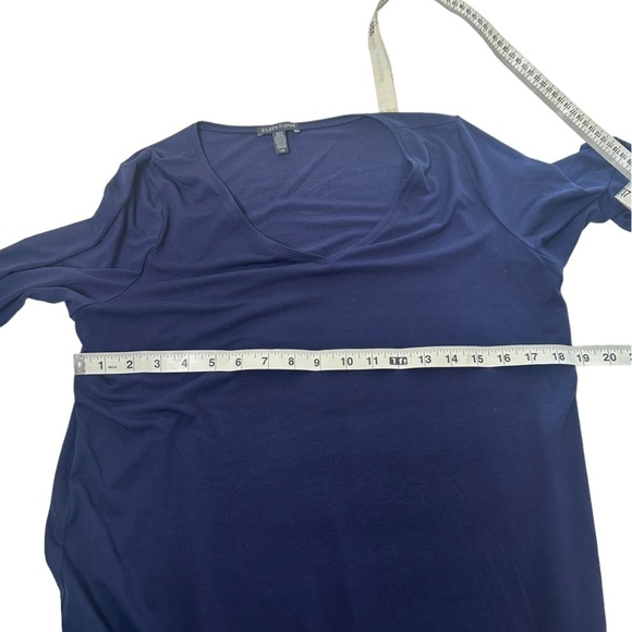 Eileen Fisher Navy V-Neck Dress With Long Sleeves - Picture 7 of 7